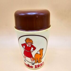 Adorable Annie 1932 Ovaltine Thermos Cup with Lid Vintage Kids Drinkware